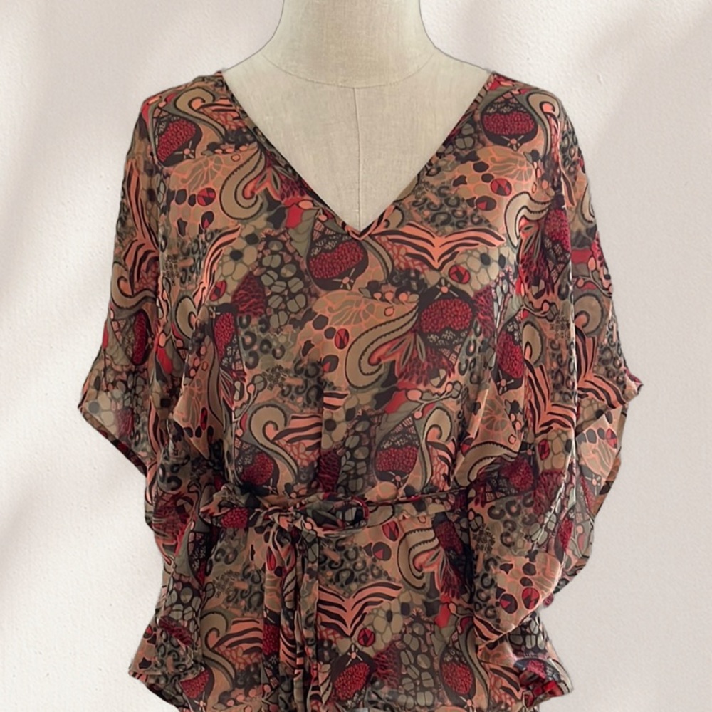 [Flounce] - Silk Floral Print Blouse